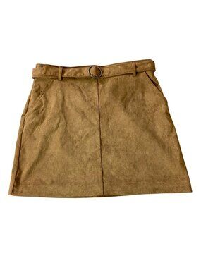 Hollister Ultra High-Rise Tan Faux Suede Mini Skirt w/ Belt Large